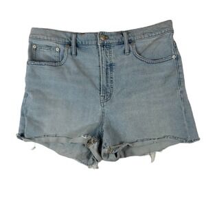 Madewell The Perfect Jean Short Light Wash Distressed Raw Hem Women's Size 32